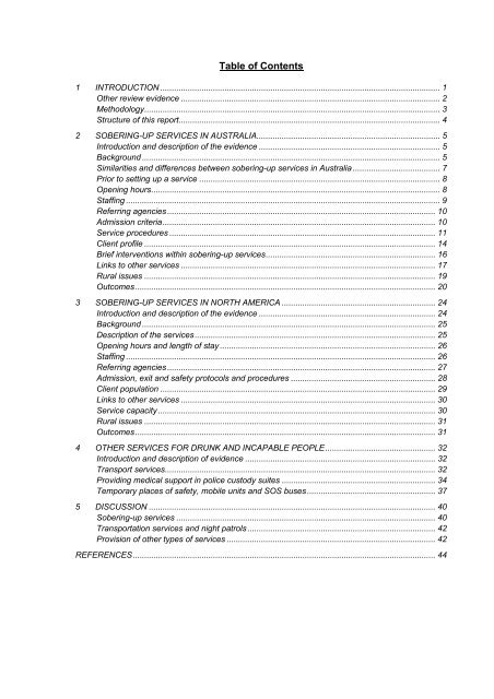 Services that Manage the Care Needs of Drunk - Scottish Government