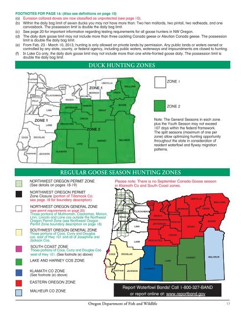 Game Bird Regulations - Oregon Department of Fish and Wildlife