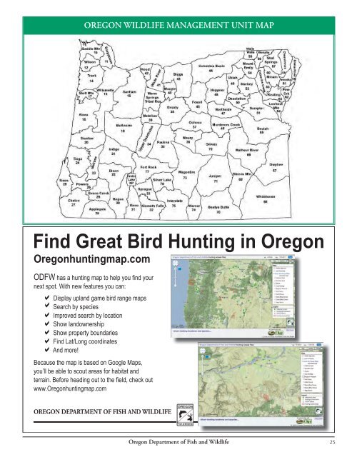 Game Bird Regulations - Oregon Department of Fish and Wildlife