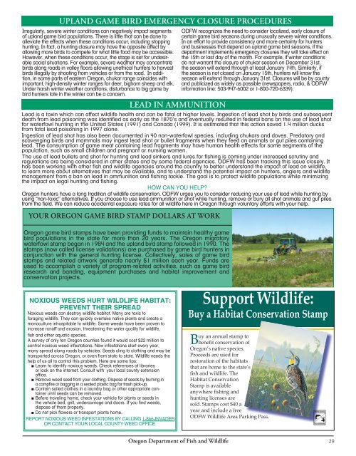 Game Bird Regulations - Oregon Department of Fish and Wildlife