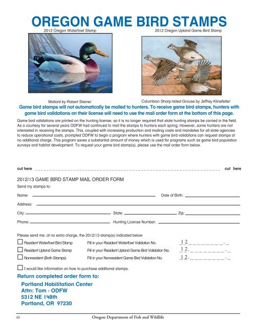 Game Bird Regulations - Oregon Department of Fish and Wildlife