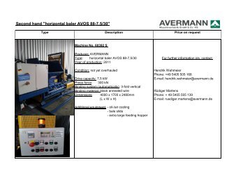 Second hand horizontal balers