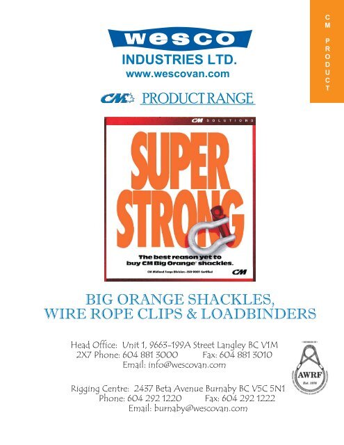 PRODUCT RANGE BIG ORANGE SHACKLES, WIRE ROPE CLIPS ...