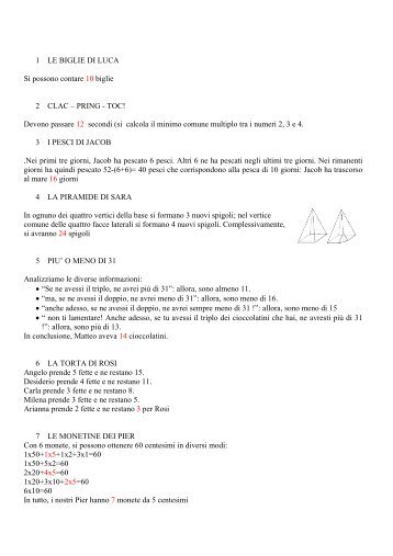 1 LE BIGLIE DI LUCA Si possono contare 10 biglie 2 ... - Matematica