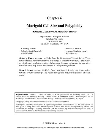 Marigold Cell Size and Polyploidy - Association for Biology ...