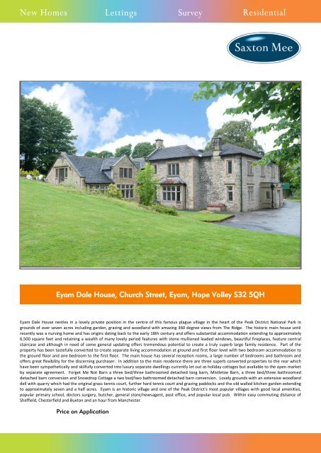 Eyam Dale House, Church Street, Eyam, Hope Valley S32 ... - Vebra