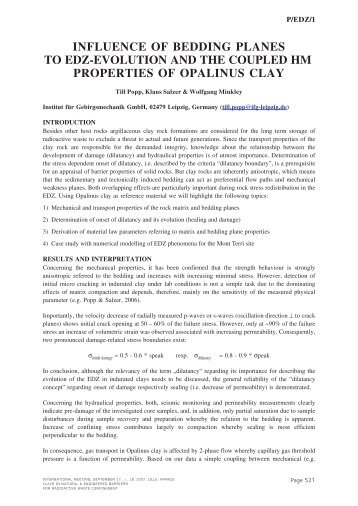 Influence of bedding planes to EDZ-evolution and the ... - Andra