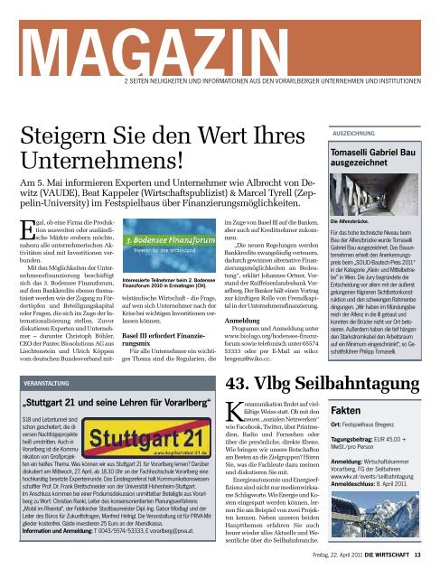 Die Wirtschaft Nr. 16 vom 22. April 2011