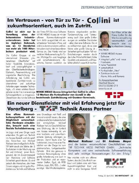 Die Wirtschaft Nr. 16 vom 22. April 2011