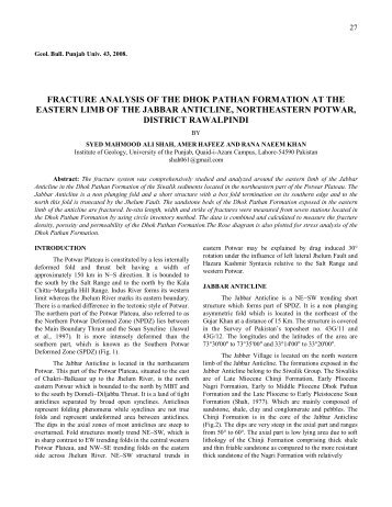 Fracture analysis of the Dhok Pathan Formation at - University of the ...