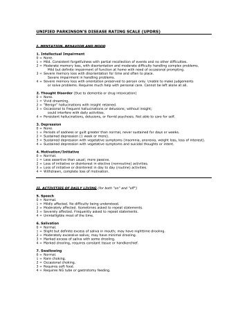 UNIFIED PARKINSON'S DISEASE RATING SCALE (UPDRS)