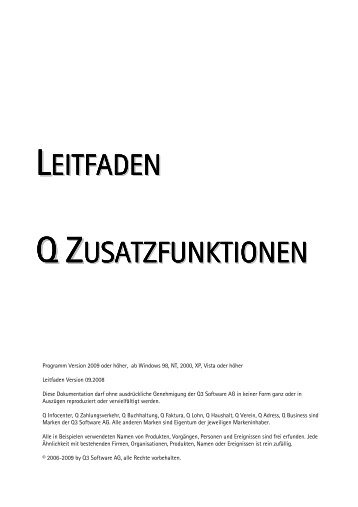 Leitfaden Q Zusatzfunktionen - Q3 Software