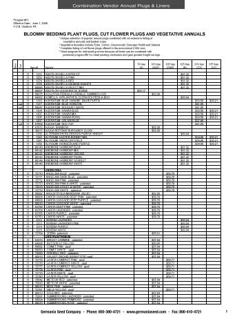 bedding plant plugs, cut flower plugs and - Germania Seed Company