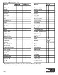 Personal Property Inventory Form - Ohio Insurance Institute