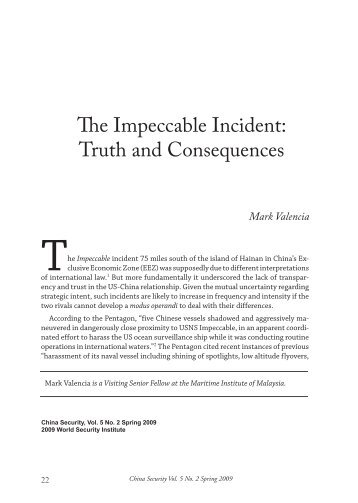 The Impeccable Incident: Truth and Consequences - China Security