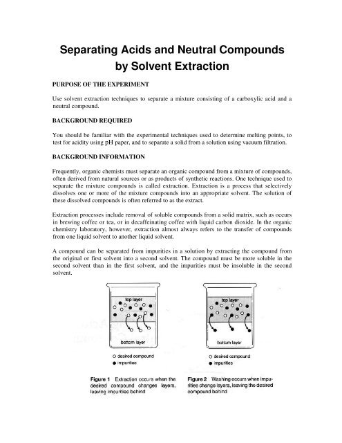 Separating Acids And Neutral Compounds By Solvent Extraction Separating Acids And Neutral Compounds By Solvent Extraction