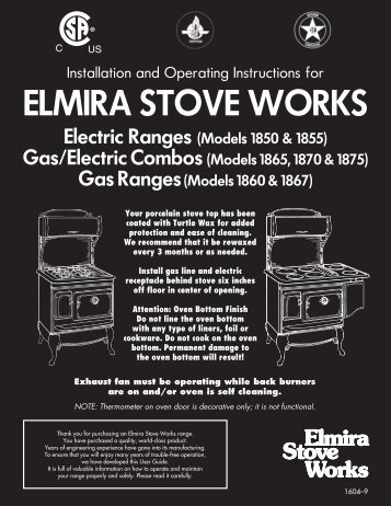 Antique Range Product Manual - Elmira Stove Works