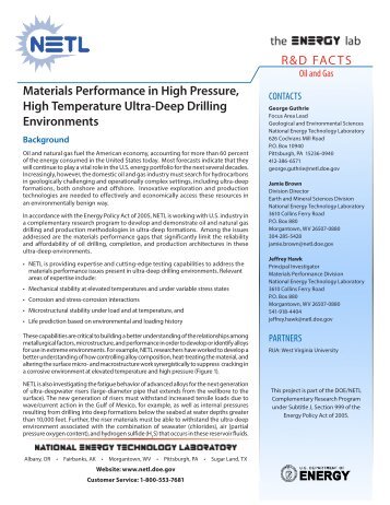 Materials Performance in High Pressure, High Temperature Ultra ...