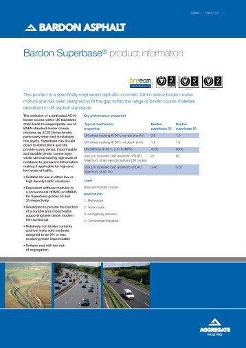 Asphalt base layer product supplied for road and pavement surfacing