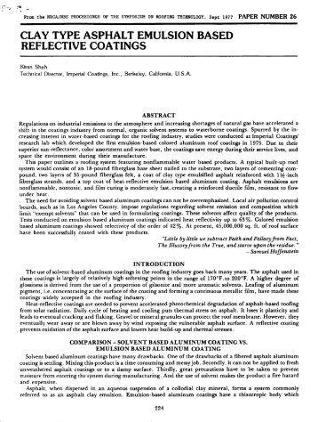 CLAY TYPE ASPHALT EMULSION BASED REFLECTIVE COATINGS