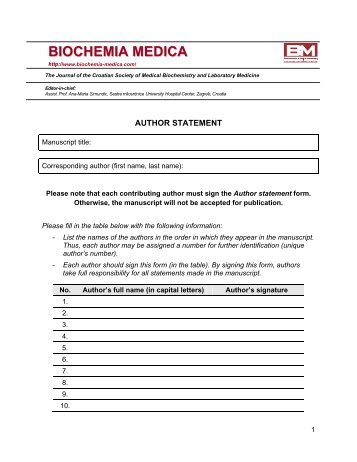 Author statement form - Biochemia Medica