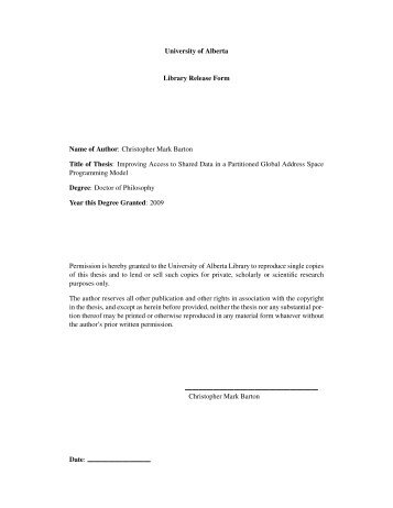 Name of Author: Christopher Mark Barton Title of Thesis: Improving ...