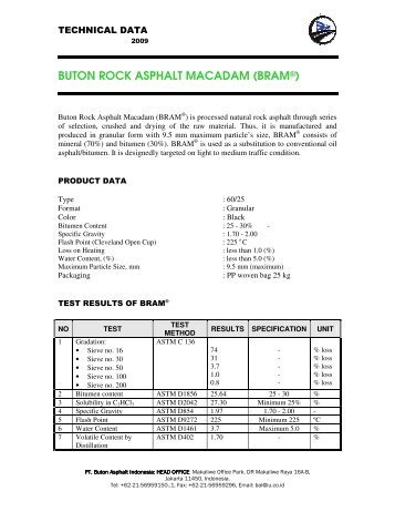 buton rock asphalt macadam (bram®) - Buton Asphalt Indonesia