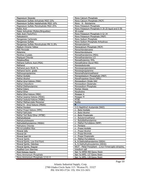 Product List: Drilling Specialty Chemicals - Atlantic Industrial Supply ...