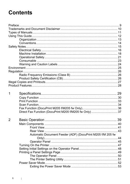 DocuPrint M205 b/M205 f/M205 fw User Guide - Fuji Xerox Printers