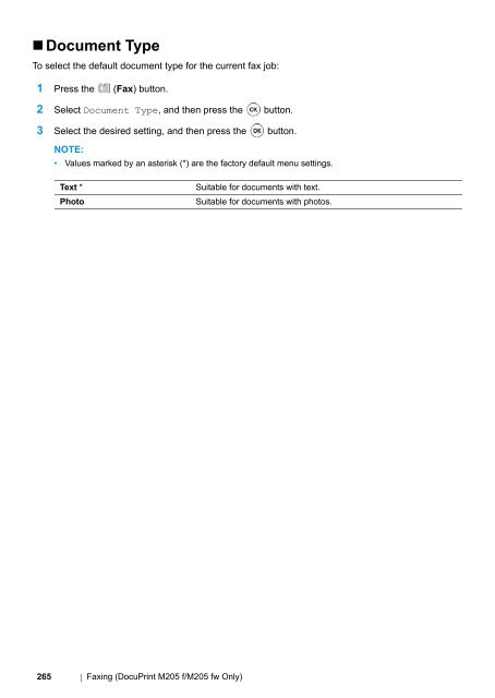 DocuPrint M205 b/M205 f/M205 fw User Guide - Fuji Xerox Printers