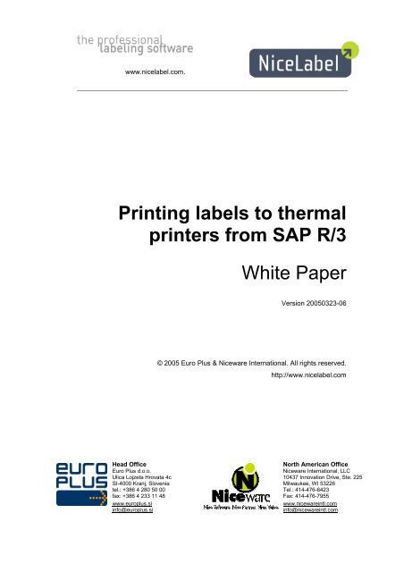 Printing labels to thermal printers from SAP R/3 - NiceLabel