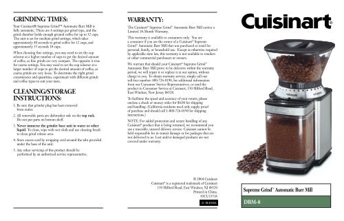 Cuisinart DBM-8 Supreme Grind Automatic Burr Mill coffee Grinder Works Well