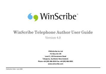 WinScribe Telephone Author User Guide V4.0 - Pathology