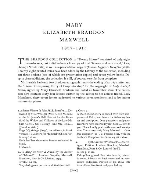 MARY ELIZABETH BRADDON MAXWELL 1837–1915
