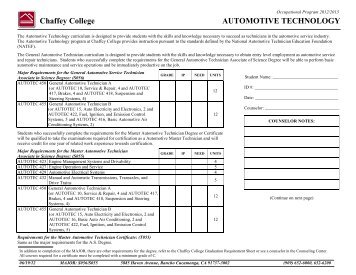 Automotive Technology - Chaffey College