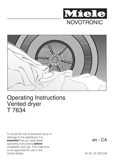 T7634 - Dryer - Operating Instructions.pdf - Miele.ca