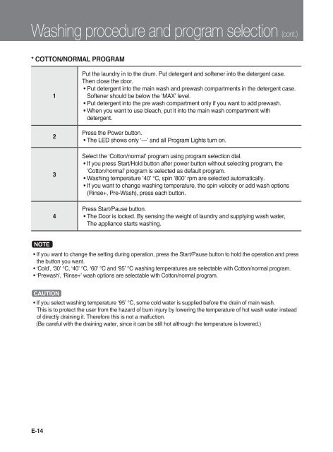 Washing Machine Instruction Manual - Castel Daewoo