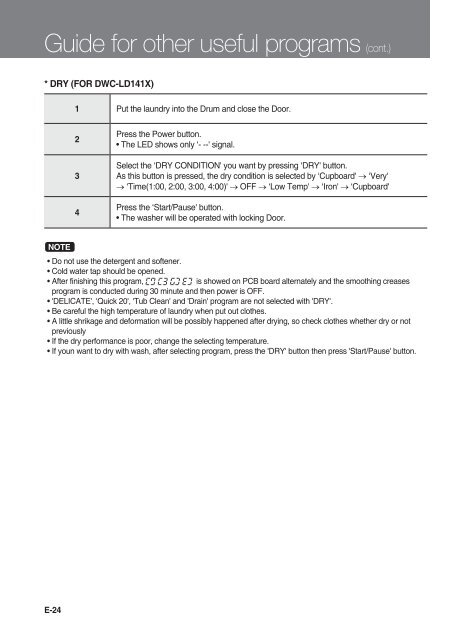 Washing Machine Instruction Manual - Castel Daewoo