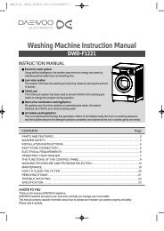 Washing Machine Instruction Manual DWD-F1221 - Castel Daewoo