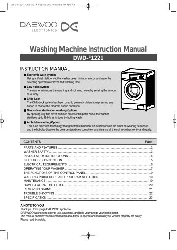 Washing Machine Instruction Manual DWD-F1221 - Castel Daewoo