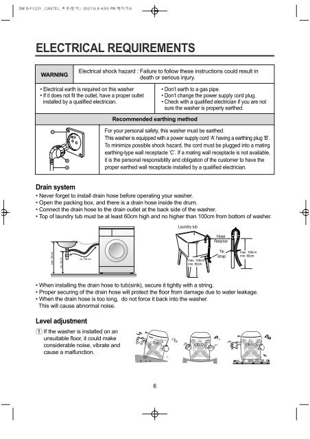 Washing Machine Instruction Manual DWD-F1221 - Castel Daewoo