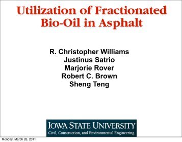 Utilization Of Fractionated Bio-Oil In Asphalt