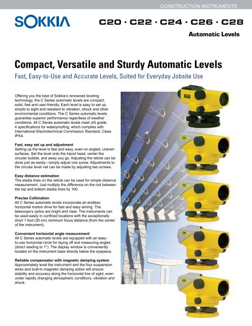 Compact, Versatile and Sturdy Automatic Levels