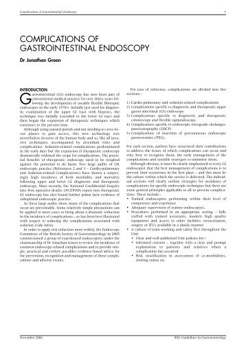 Complications of gastrointestinal endoscopy - British Society of ...