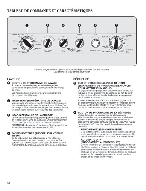 washer/dryer use and care guide laveuse/sécheuse - Whirlpool