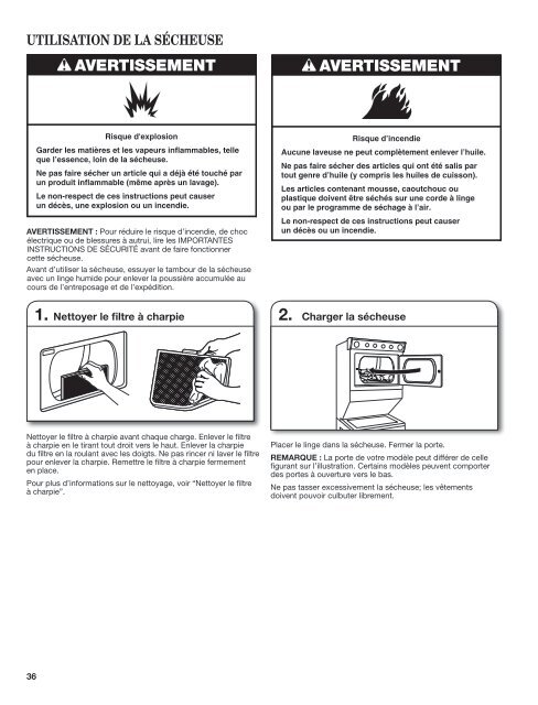 washer/dryer use and care guide laveuse/sécheuse - Whirlpool