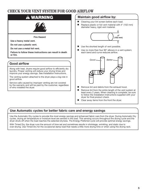 washer/dryer use and care guide laveuse/sécheuse - Whirlpool