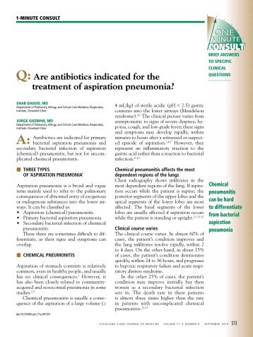 Q:Are antibiotics indicated for the treatment of aspiration pneumonia?