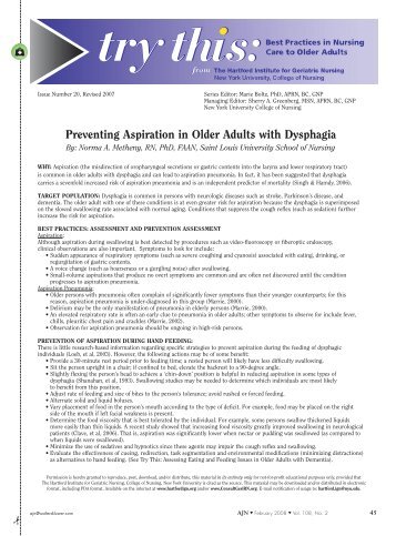 Preventing Aspiration in Older Adults with Dysphagia