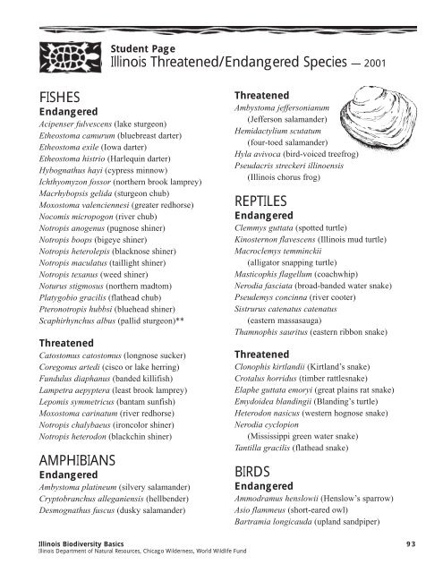 Illinois Threatened/Endangered Species - DNR